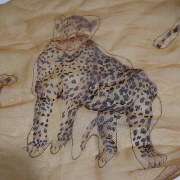 Vintage Lion Leopard Tiger Graphic Sheer Scarf Carol Baskin Tiger King Big Cats - Picture 4 of 7